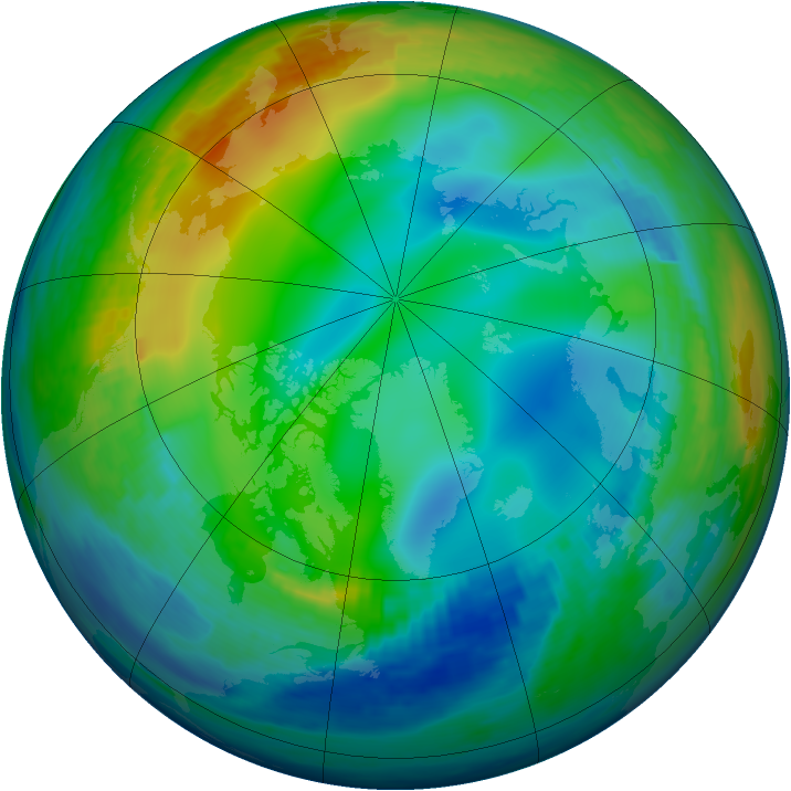 Arctic ozone map for 10 December 1991